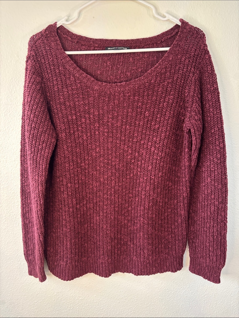 Brandy Melville Raspberry Scoop Neck Knit Sweater -554sku